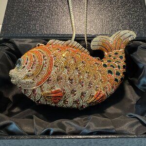 Lux Mob Gold Sequined Fish Clutch